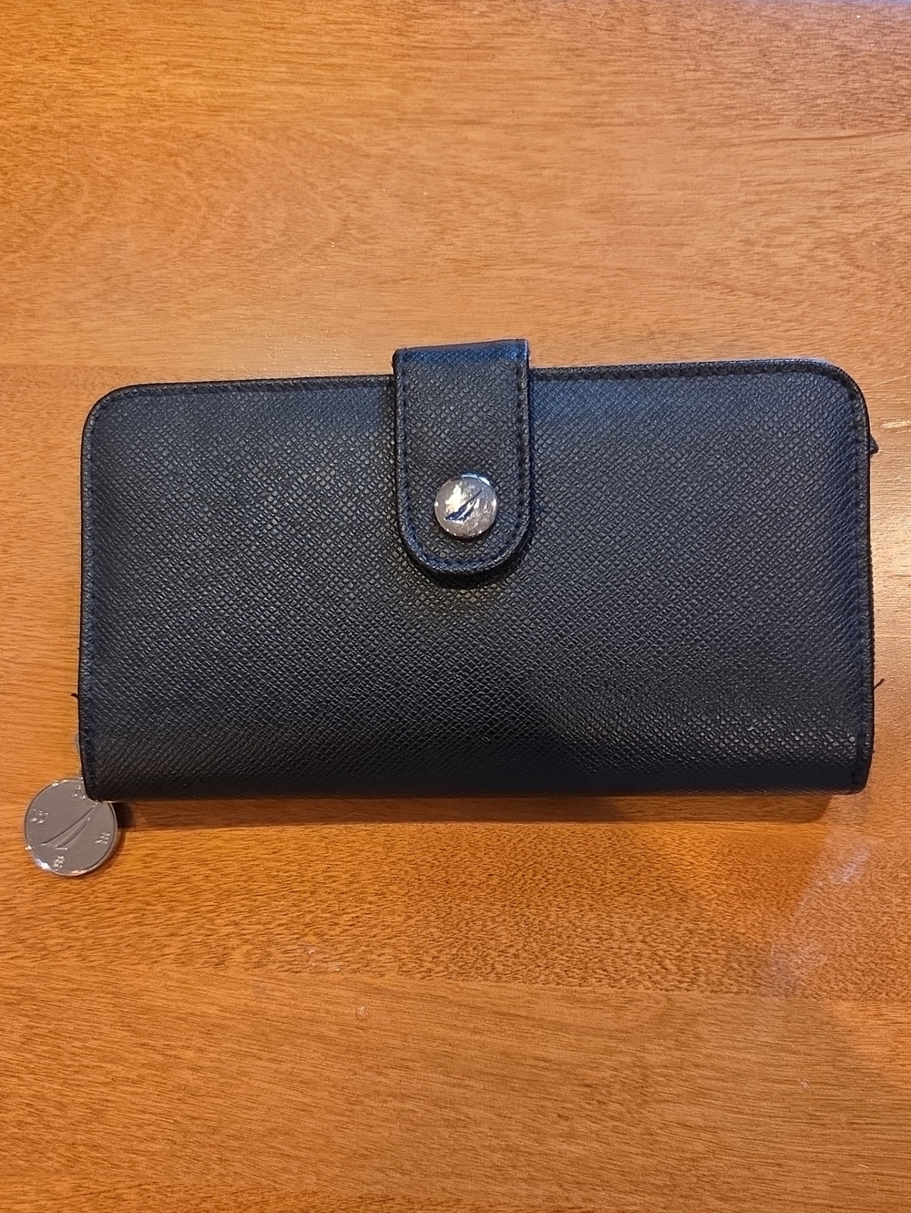 Nautica Black Textured Snap Wallet